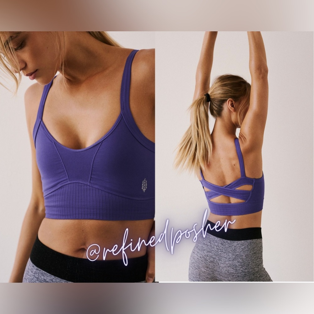 Free People Movement Good Karma Scoop Neck Bra Grape Hyacinth size XS/S NEW